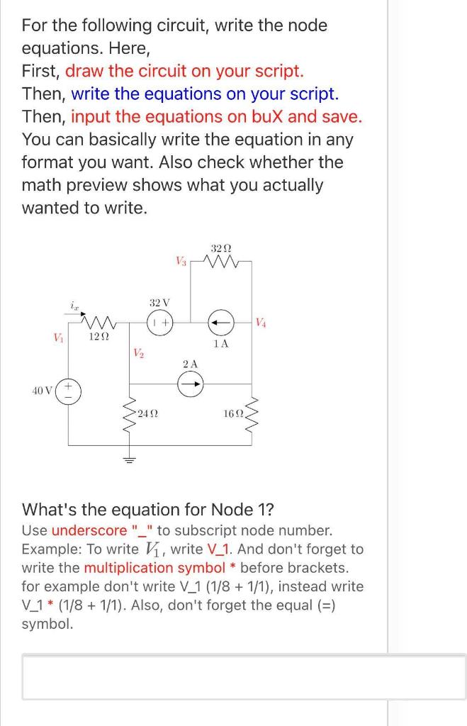 Solved For the following circuit, write the node equations. | Chegg.com