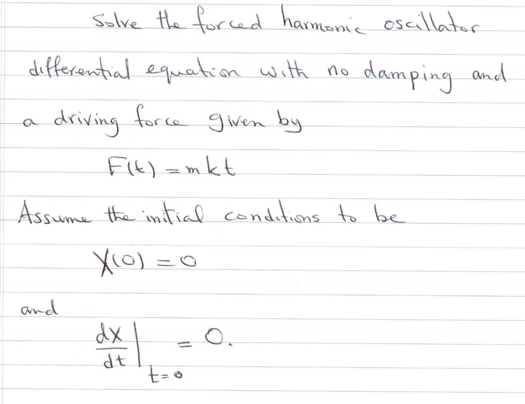 Solved Solve the forced harmonic oscillator differential