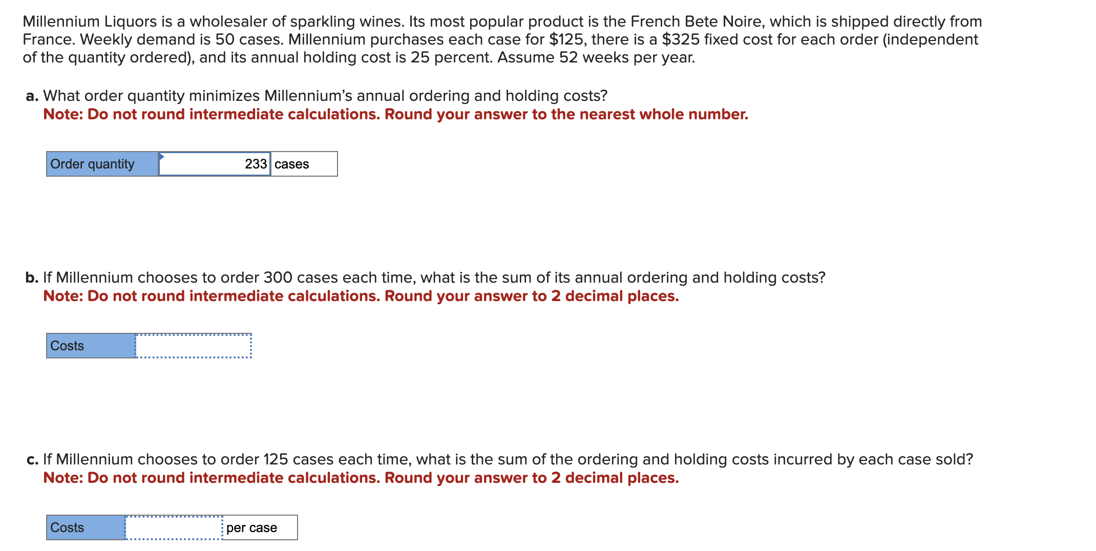 Solved Millennium Liquors is a wholesaler of sparkling