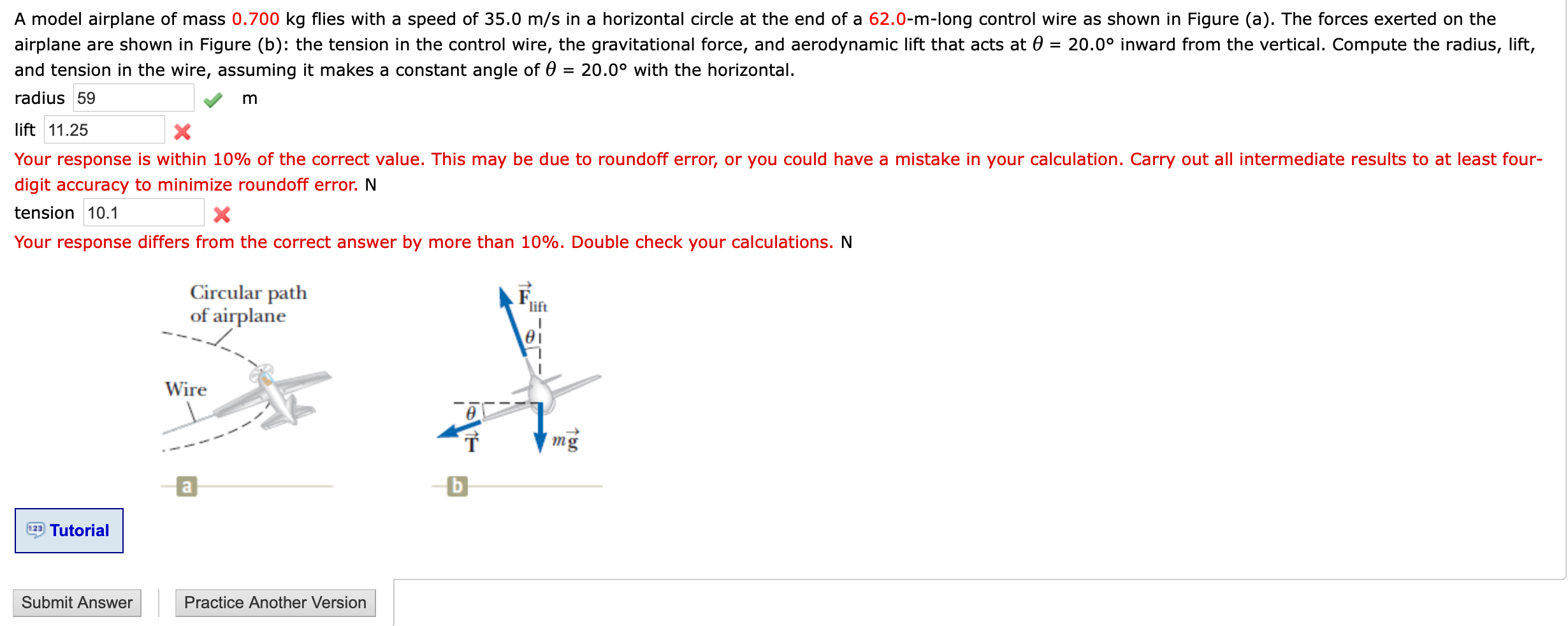 Solved A model airplane of mass 0.700 kg flies with a speed