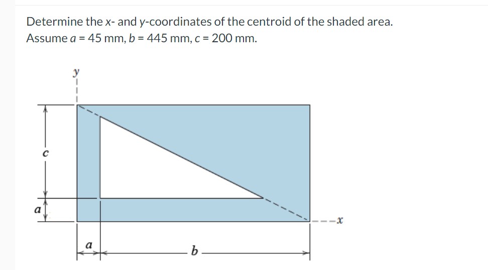 Solved Determine the x - and y-coordinates of the centroid | Chegg.com