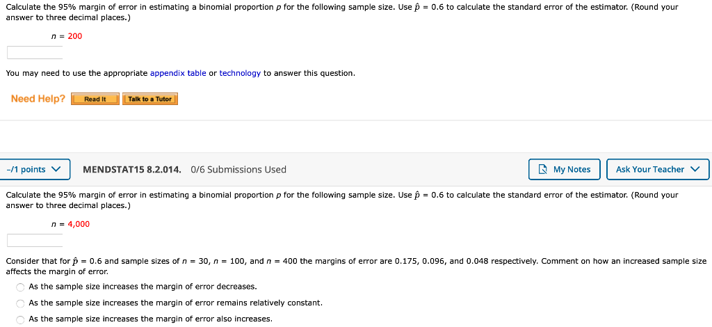 Solved Calculate the 95% margin of error in estimating a | Chegg.com