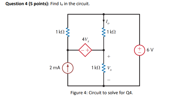 Solved Question 4 ( 5 points): Find I0 in the circuit. | Chegg.com