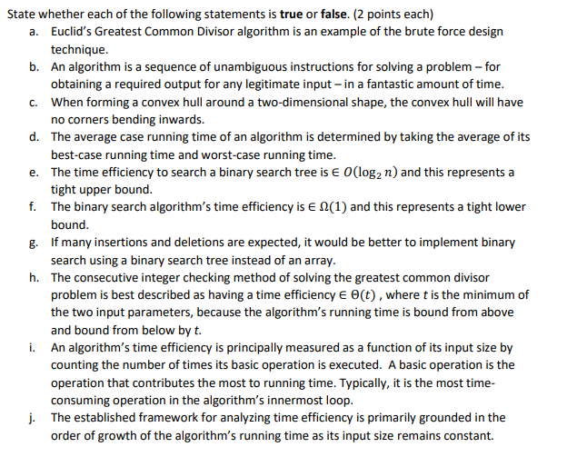 Solved State whether each of the following statements is | Chegg.com