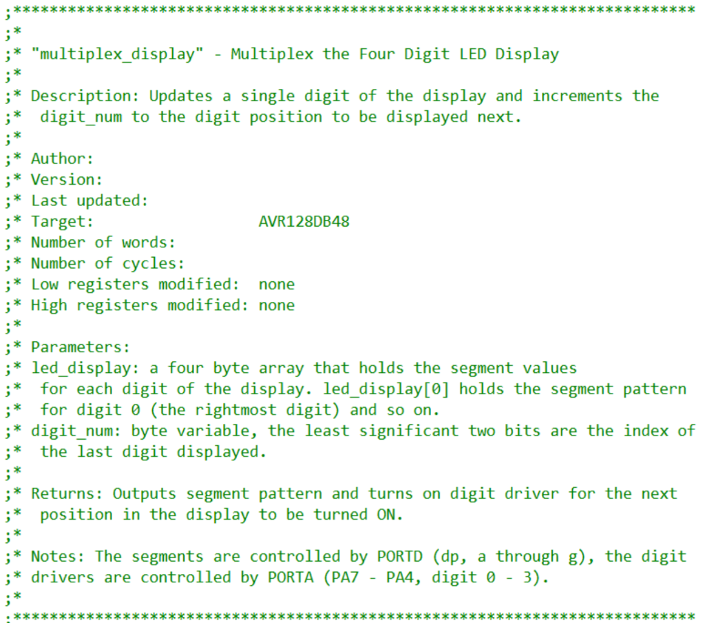 Studio 7, AVR128DB48 Design Task: Subroutine | Chegg.com