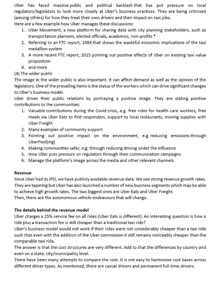 Solved Uber Case History Founded in 2009 by Garrett Camp and | Chegg.com