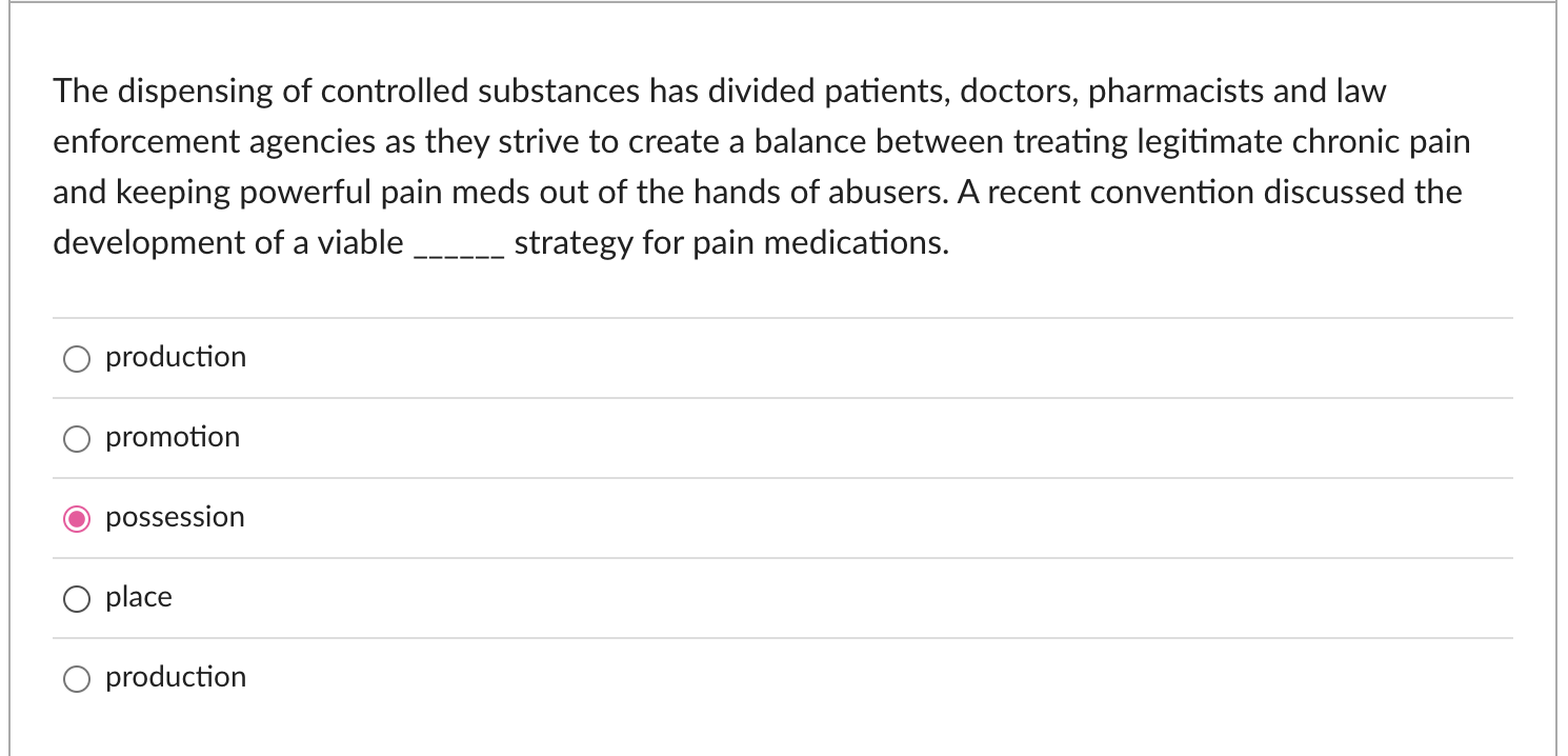 Solved The dispensing of controlled substances has divided