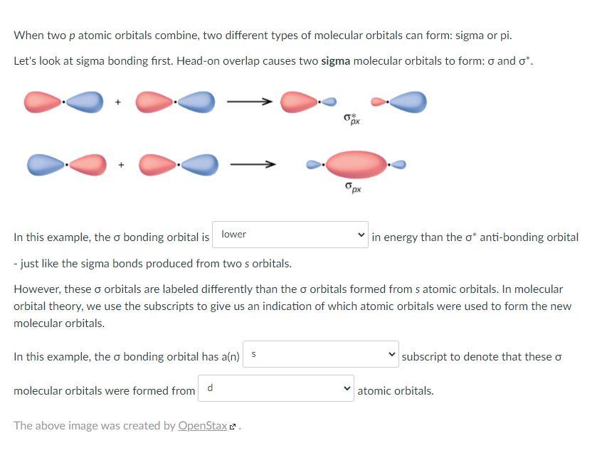 Solved When two orbitals combine in MO Theory, two new | Chegg.com