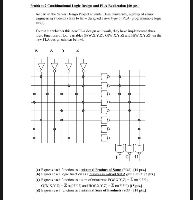 Pla Design Engineering Project Problem 2 Combinational Logic Design and PLA | Chegg.com