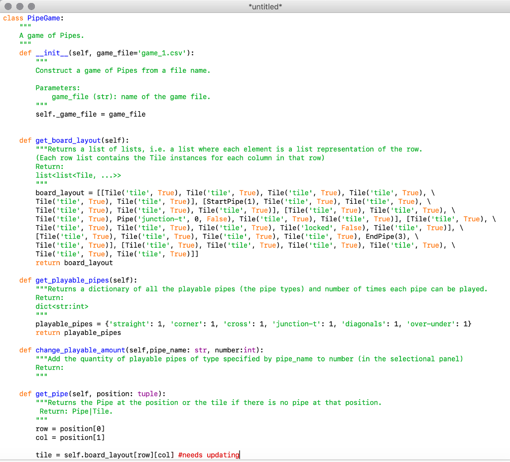 Solved *untitled* class PipeGame: II ll 11 A game of Pipes. | Chegg.com