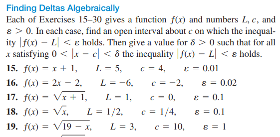 Solved Finding Deltas Algebraically Each of Exercises 15–30 | Chegg.com