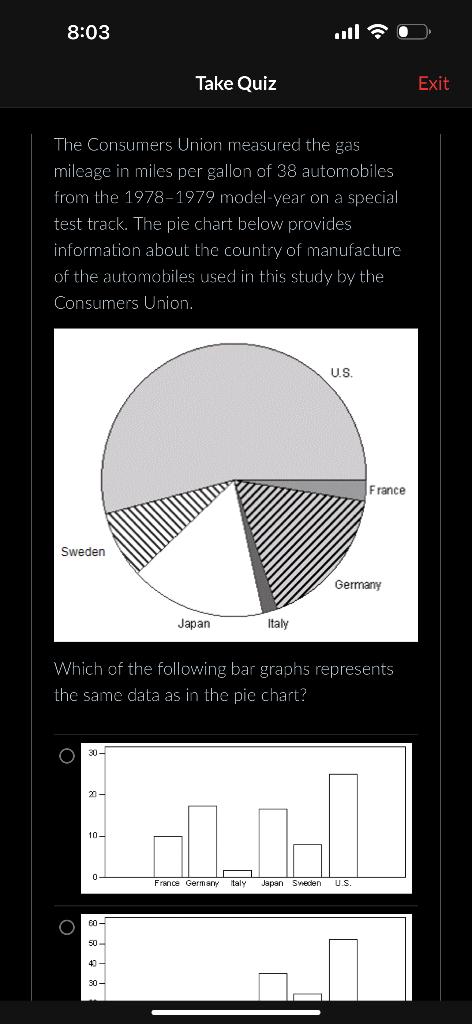 Solved The Consumers Union measured the gas mileage in miles | Chegg.com