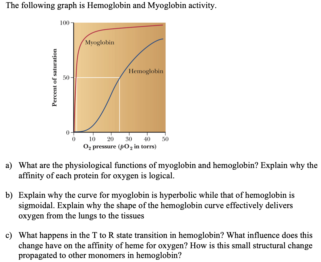 Solved The following graph is Hemoglobin and Myoglobin | Chegg.com