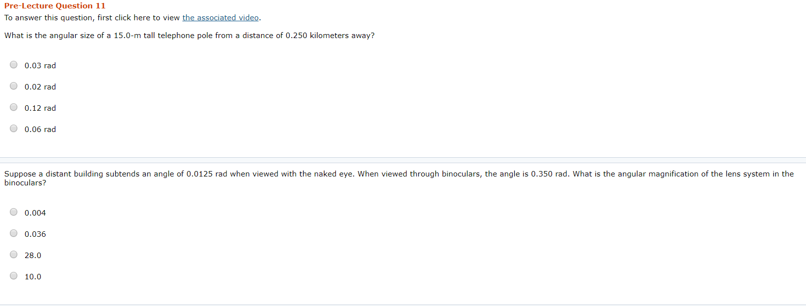 Solved Pre-Lecture Question 11 To answer this question, | Chegg.com