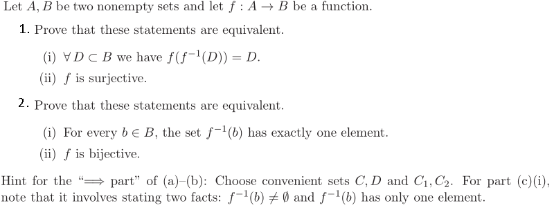 Solved Let A, B Be Two Nonempty Sets And Let F : A + B Be A | Chegg.com