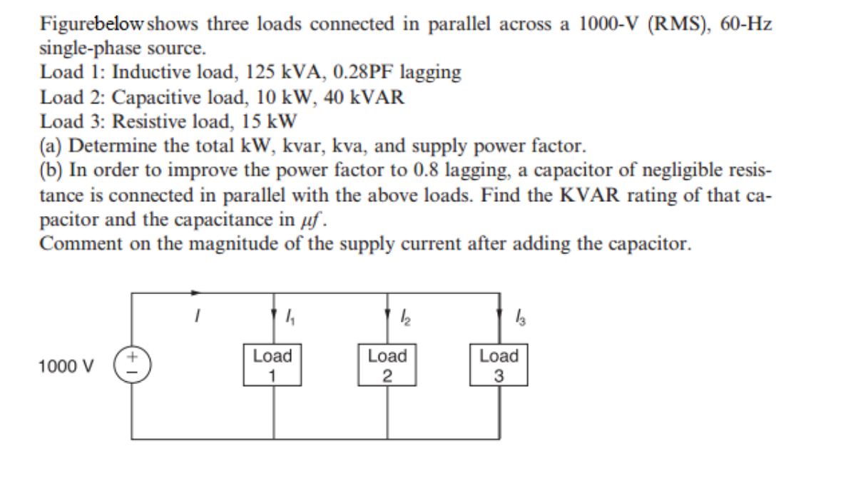 Solved Figurebelow Shows Three Loads Connected In Parallel | Chegg.com