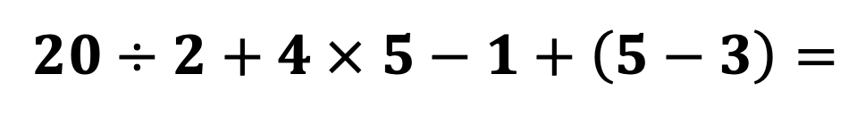 Solved Operations on Integers 20 = 2 + 4 x 5 – 1+ (5 – 3) | Chegg.com