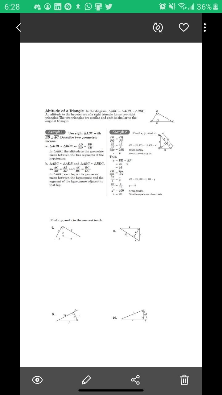 Solved 6:28 lin @twll 36% & Altitude of a Triangle in the | Chegg.com