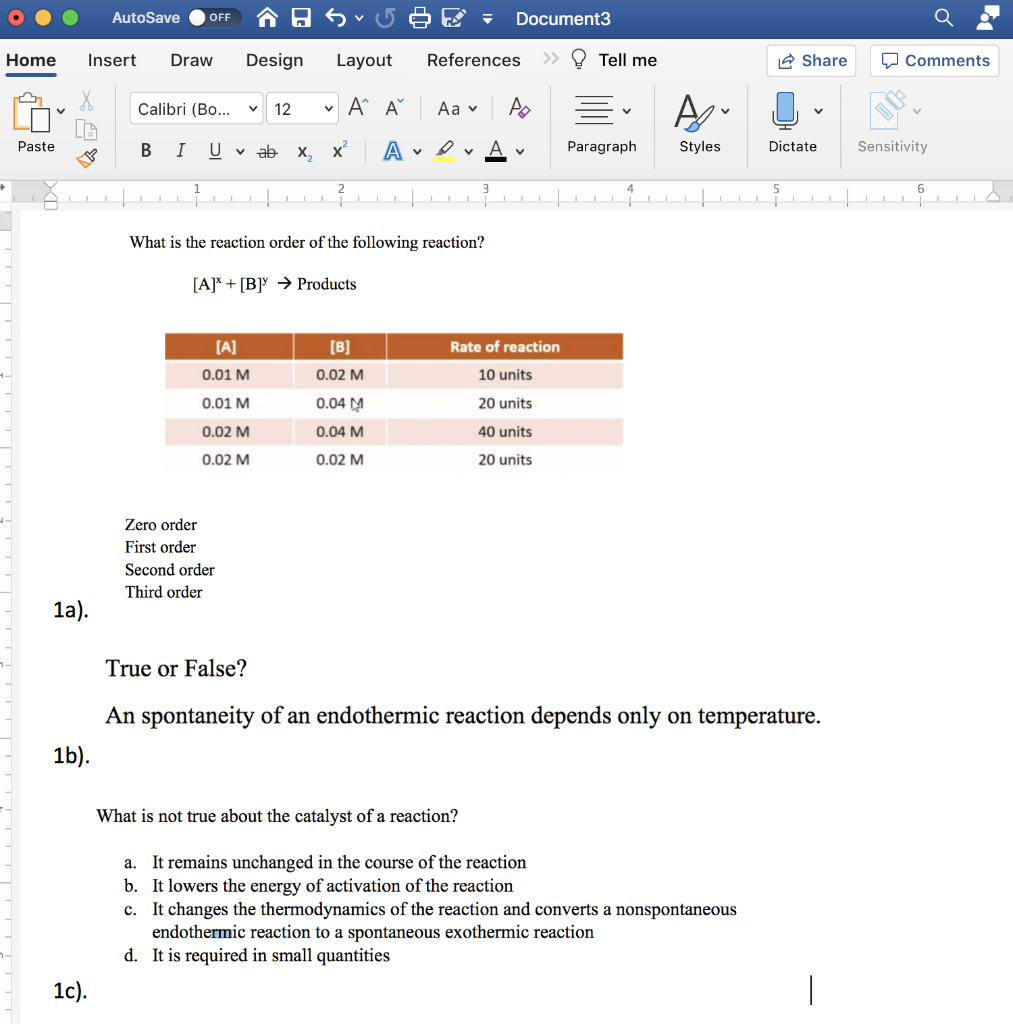 Solved AutoSave OFF Document3 Home Insert Draw Design Layout | Chegg.com