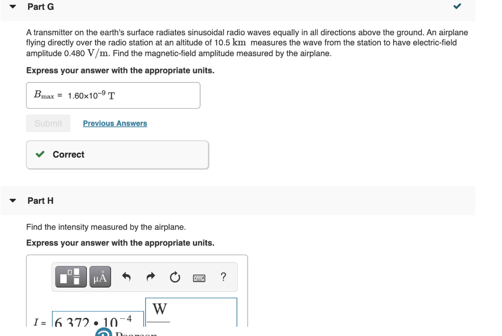 Solved Part G A transmitter on the earth's surface radiates