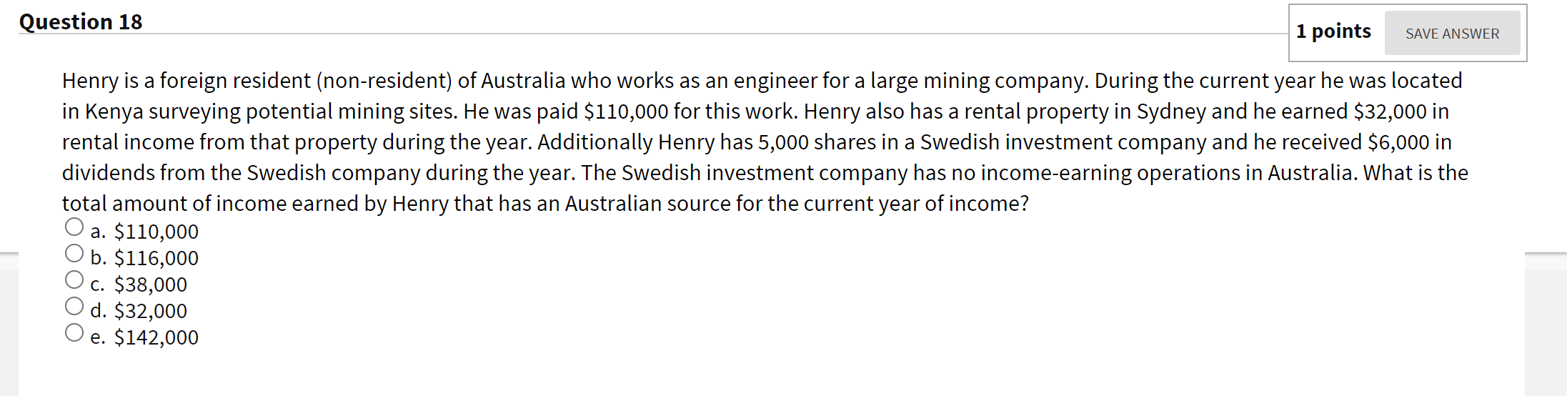 Solved Question 18 1 points SAVE ANSWER Henry is a foreign | Chegg.com