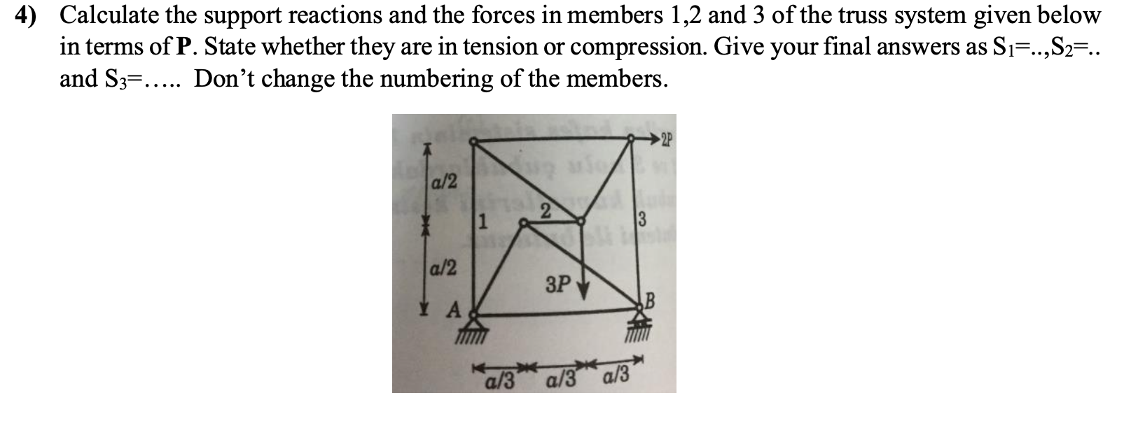 Solved 4) Calculate the support reactions and the forces in | Chegg.com