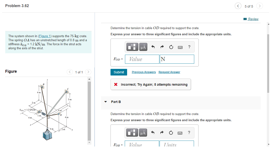 Solved Problem 3.62 5 of 5 Review Determine the tension in | Chegg.com