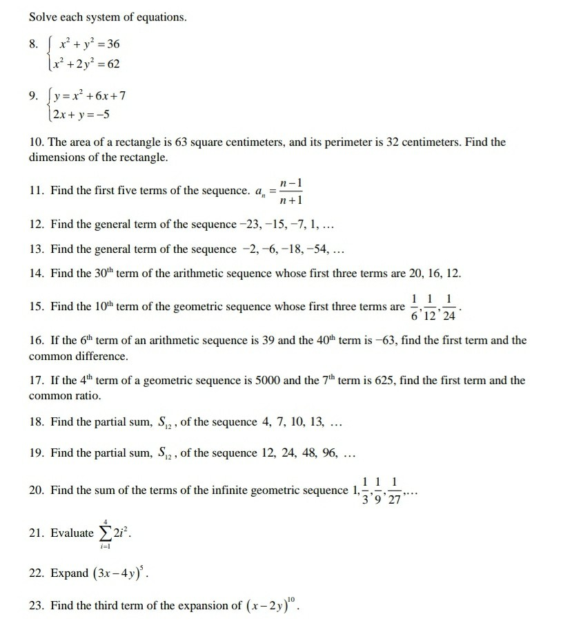 Solved Solve Each System Of Equations 8 X Y2 36 1x Chegg Com