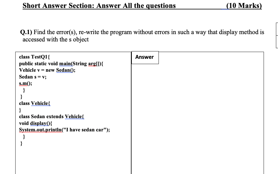 Solved Short Answer Section: Answer All the questions (10 | Chegg.com