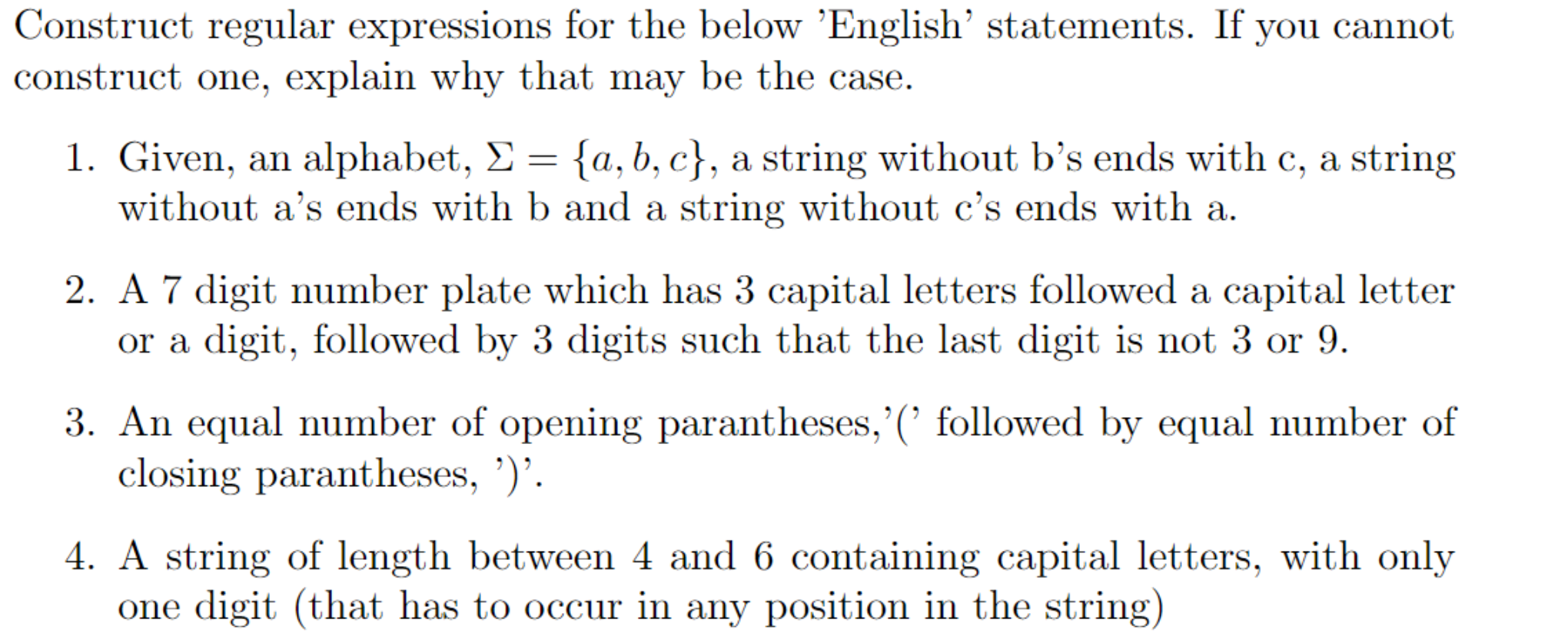 Solved Construct regular expressions for the below 'English' | Chegg.com