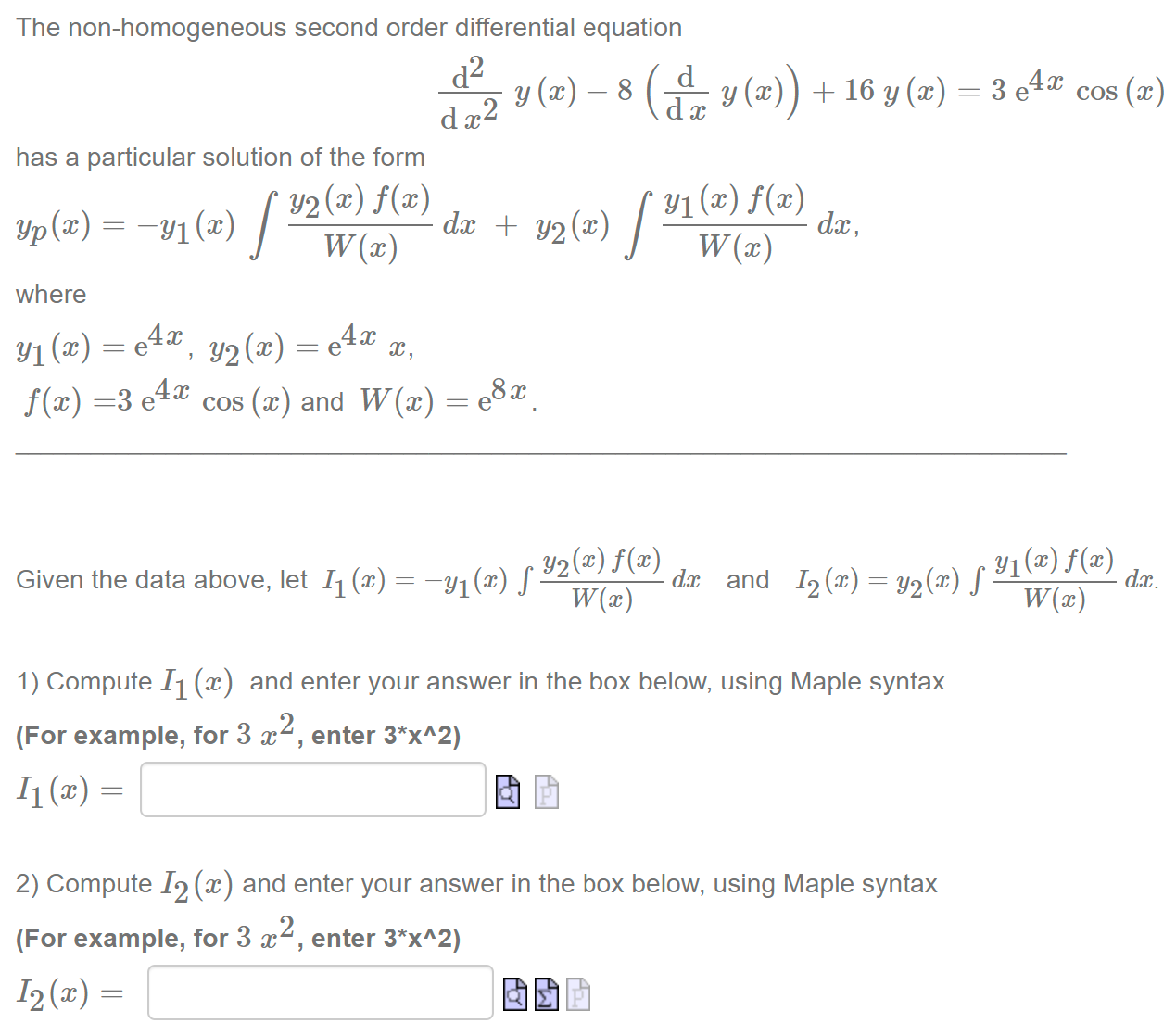 Solved the non homogeneous second order differential chegg