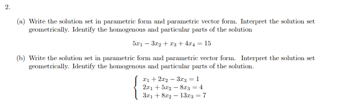 parametric vector form solution