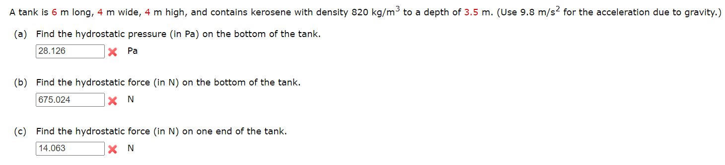 Solved A tank is 6 m long, 4 m wide, 4 m high, and contains | Chegg.com