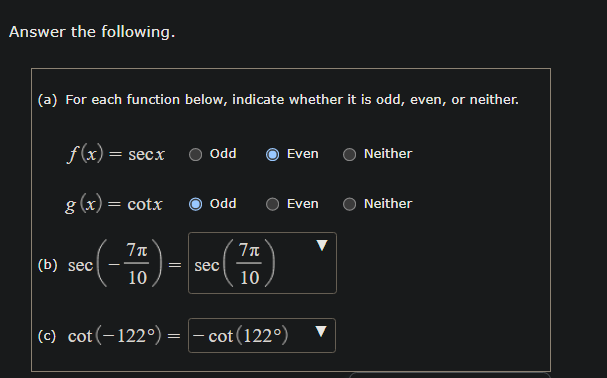 Solved Answer the following. (a) For each function below, | Chegg.com