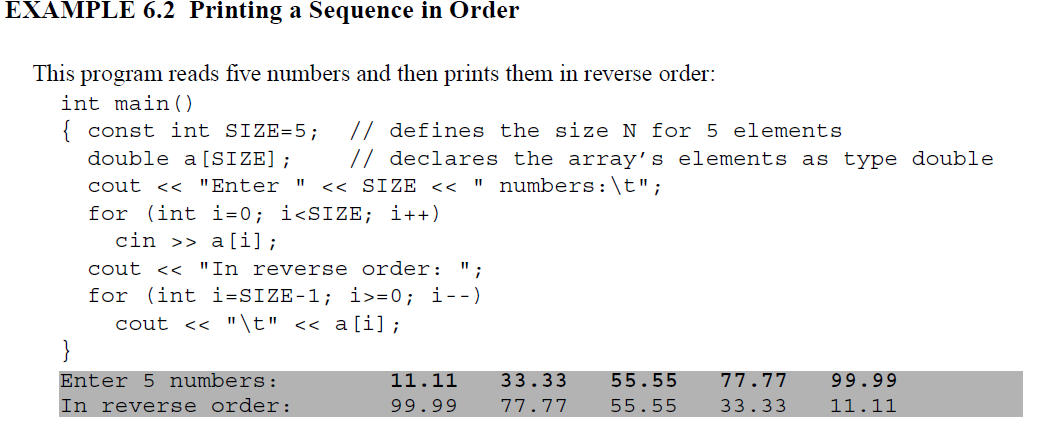 Solved EXAMPLE 6.2 Printing a Sequence in Order This program | Chegg.com