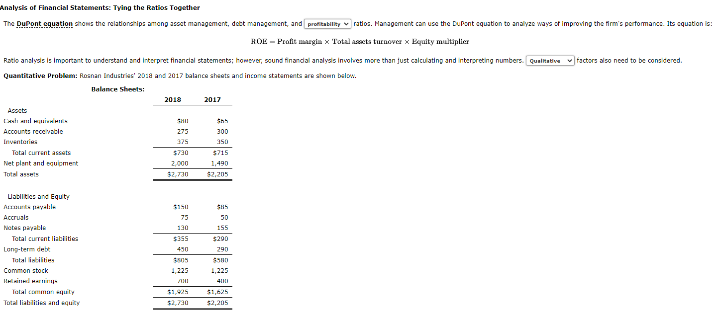 Solved The DuPont Equation Shows The Relationships Among | Chegg.com