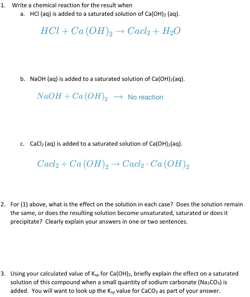 ca oh 2 hcl реакция