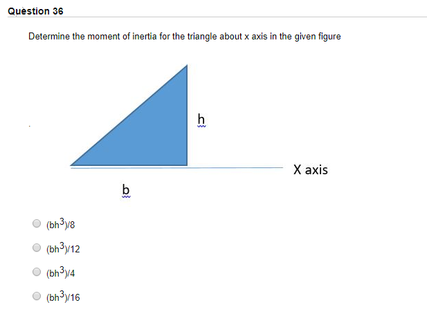 Solved Question 36 Determine the moment of inertia for the | Chegg.com