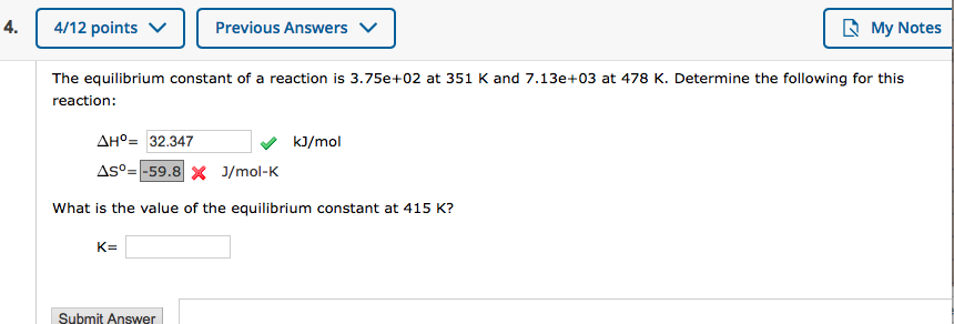 Solved 4/12 points v Previous Answers My Notes The | Chegg.com