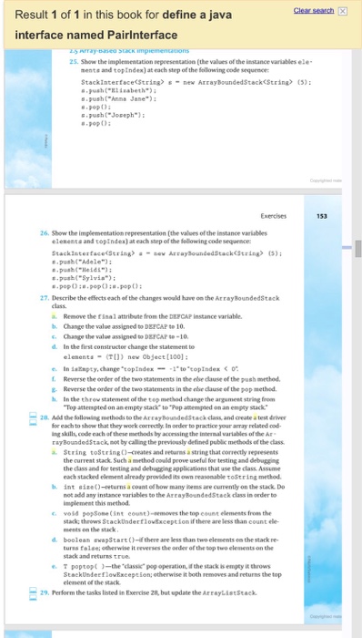 Solved In Java #28 A-C 2.5 Array-Based Stack | Chegg.com
