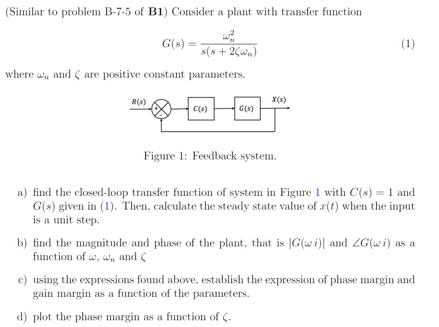 Solved (Similar To Problem B-7-5 Of B1) Consider A Plant | Chegg.com