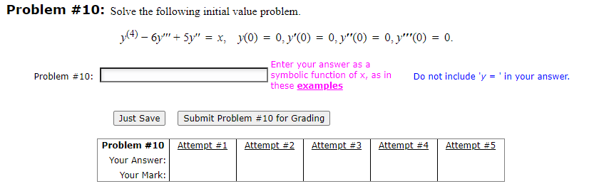 Solved Problem #10: Solve the following initial value | Chegg.com
