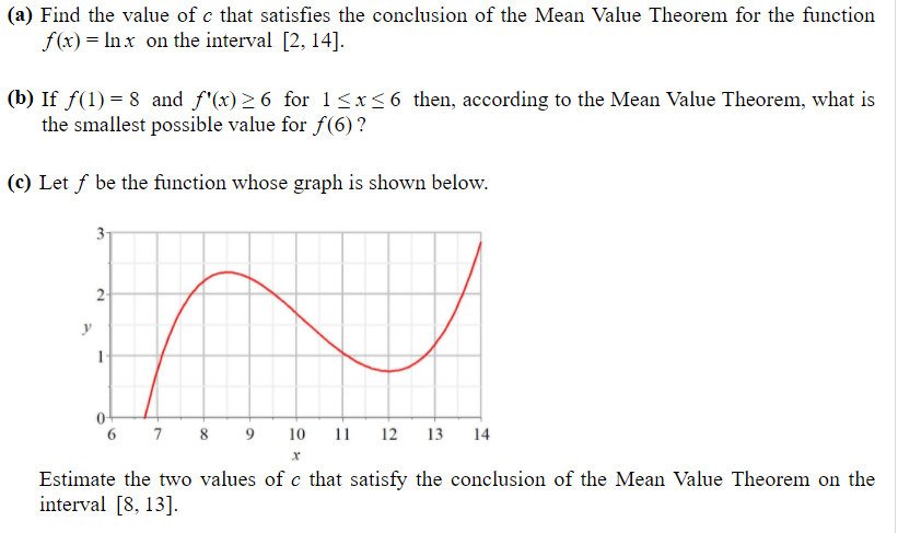 Solved A Find The Value Of C That Satisfies The Conclusion