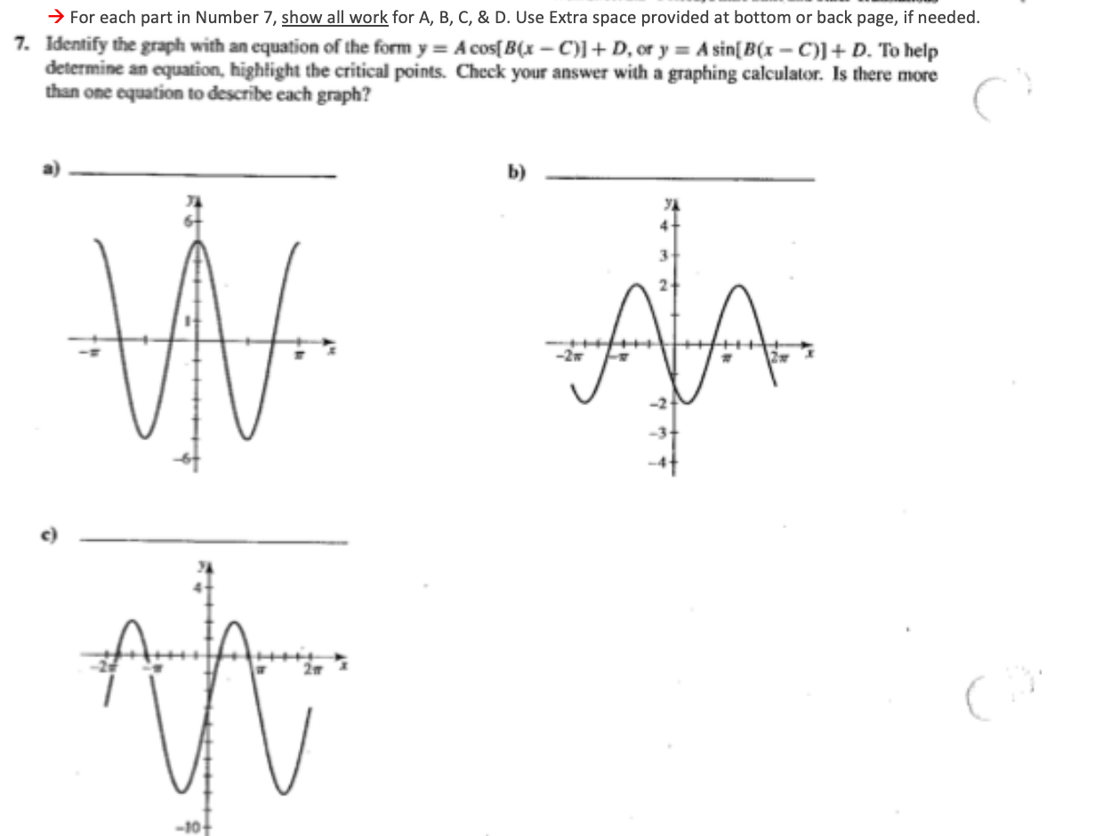 Solved → For each part in Number 7, show all work for A, B, | Chegg.com