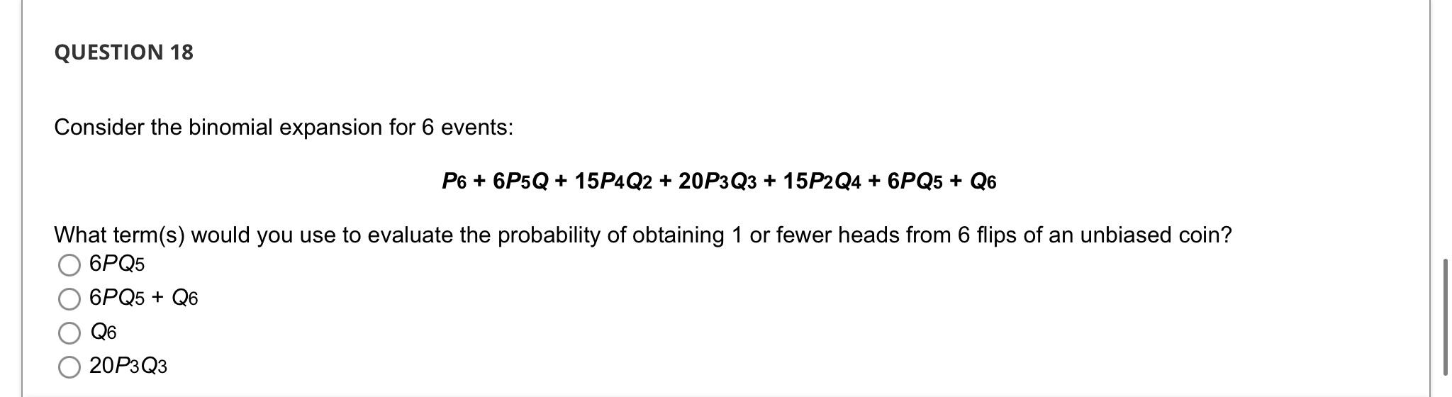 Solved Consider the binomial expansion for 6 events: | Chegg.com