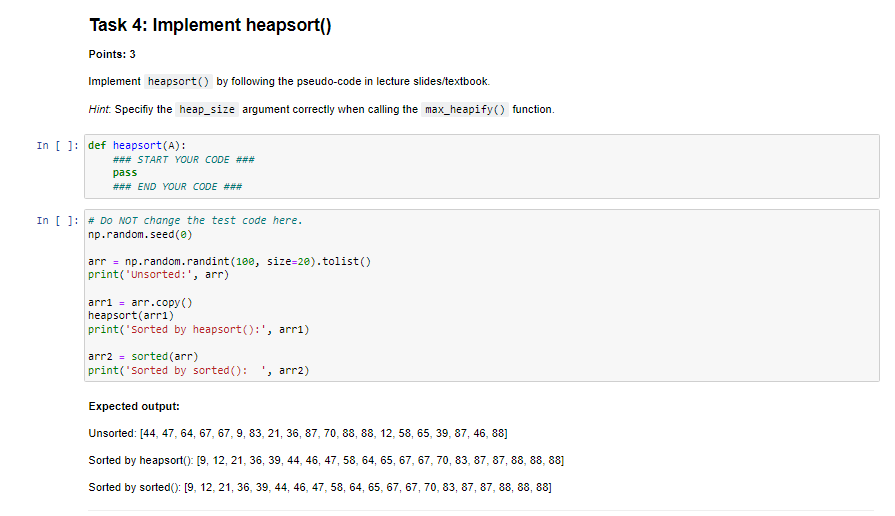 Solved Task 3: Implement build_maxheap() Points: 2 Implement | Chegg.com