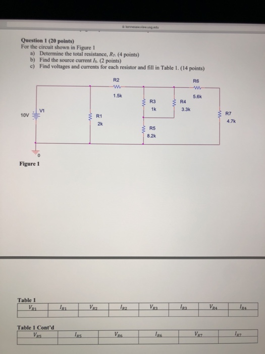 Solved Question 1 (20 points) For the circuit shown in | Chegg.com