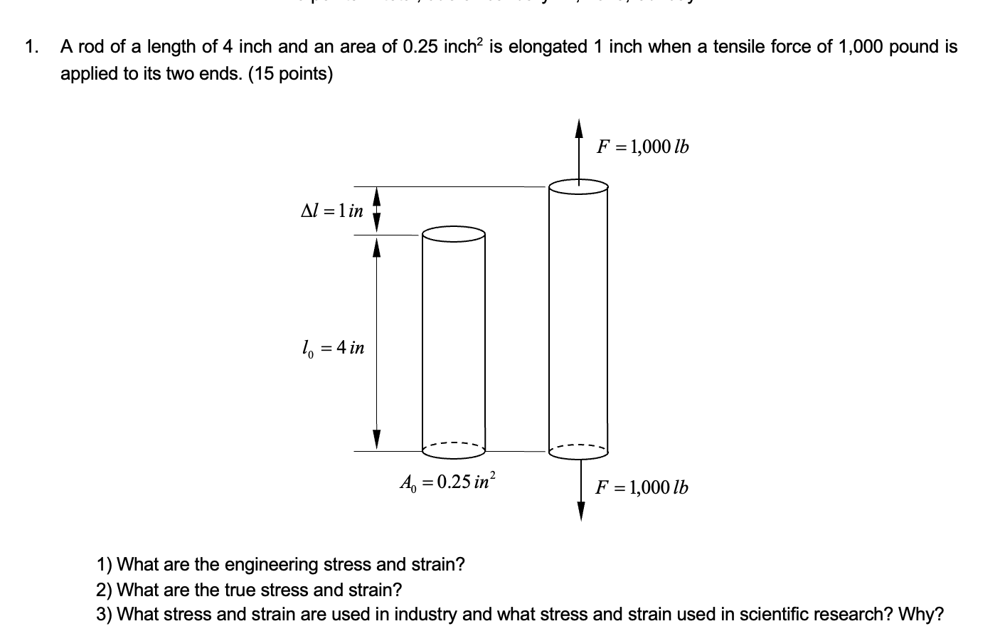 solved-1-a-rod-of-a-length-of-4-inch-and-an-area-of-0-25-chegg