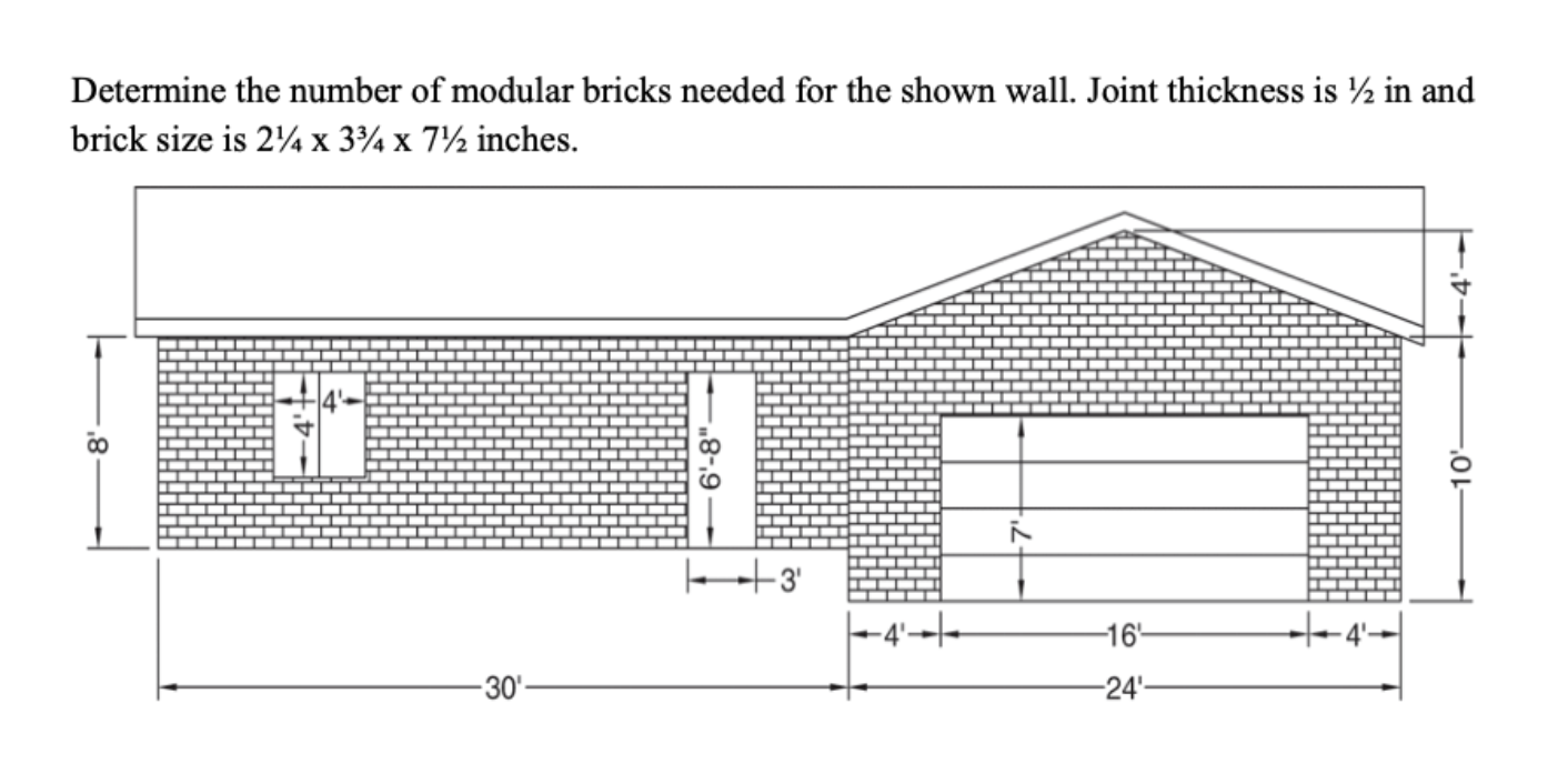 Solved Determine the number of modular bricks needed for the | Chegg.com