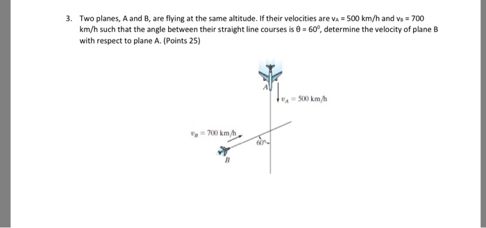 Solved 3. Two Planes, A And B, Are Flying At The Same | Chegg.com